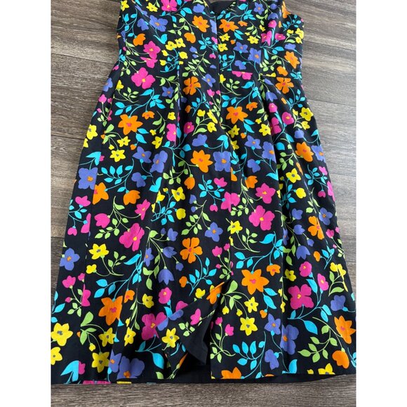 WOMENS FLORAL COLORFUL DRESS SIZE 4 LINEN SLEEVELESS CASUAL SPRING PARTY - Picture 4 of 8